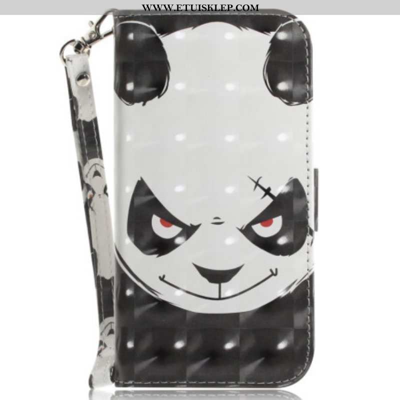 Etui Folio do Samsung Galaxy S23 Ultra 5G z Łańcuch Wściekła Panda Ze Smyczą